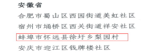 喜报！怀远县徐圩乡梨园村荣获“全国红十字模范单位”称号
